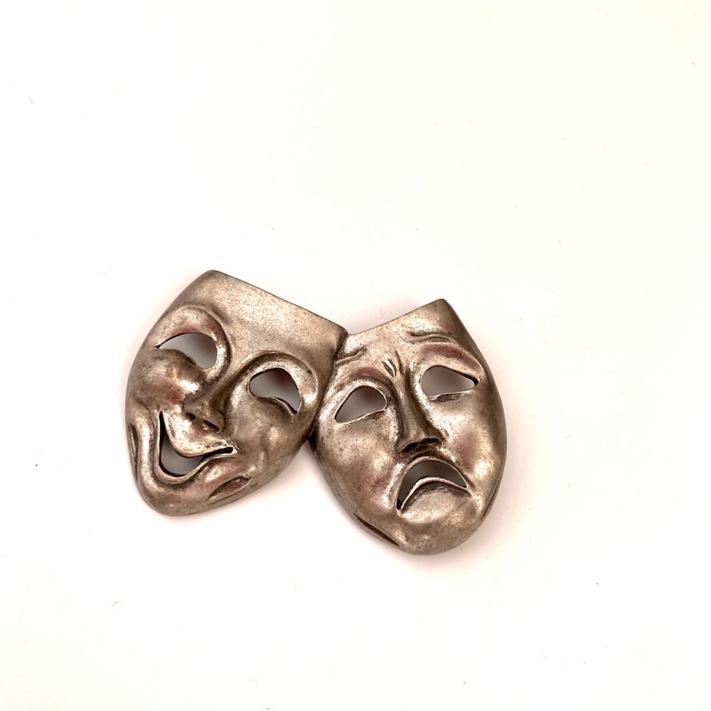 Vintage 80’s Pewter Comedy/Tragedy Mask Brooch